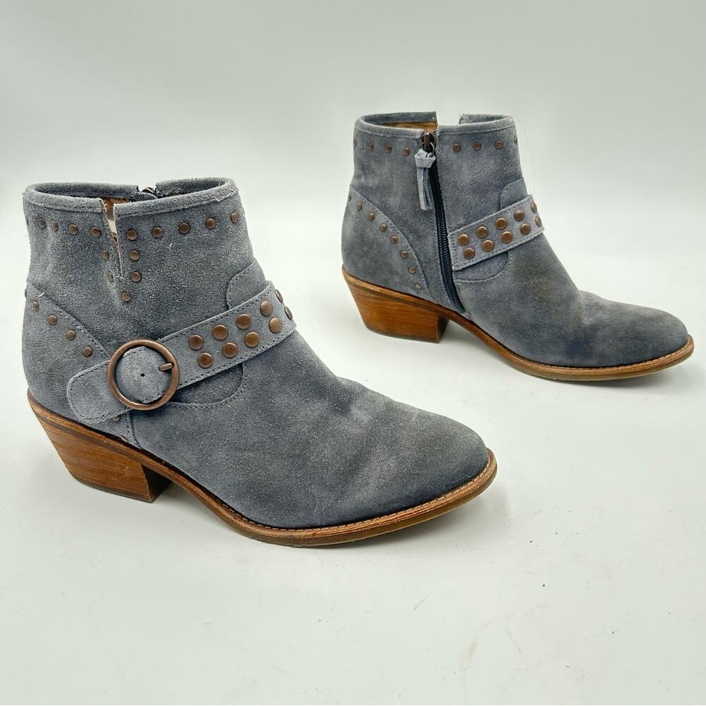 Sofft Women's Allene II Blueish Gray Suede Ankle Boots Studded Strap - SIZE 9